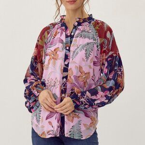 NWT Jodifl Multicolor Print Chiffon Top - Size Large